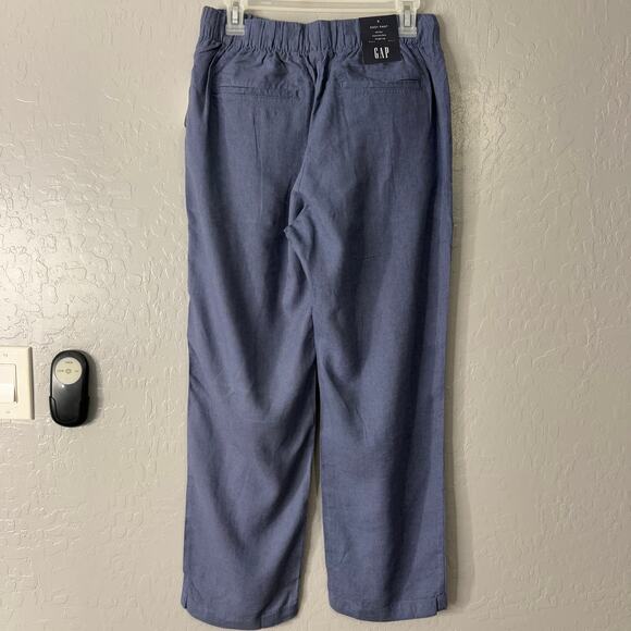 Gap Womens Mid Rise Linen-Blend Easy Straight Leg Pant, S, Blue 735360 - Picture 2 of 8